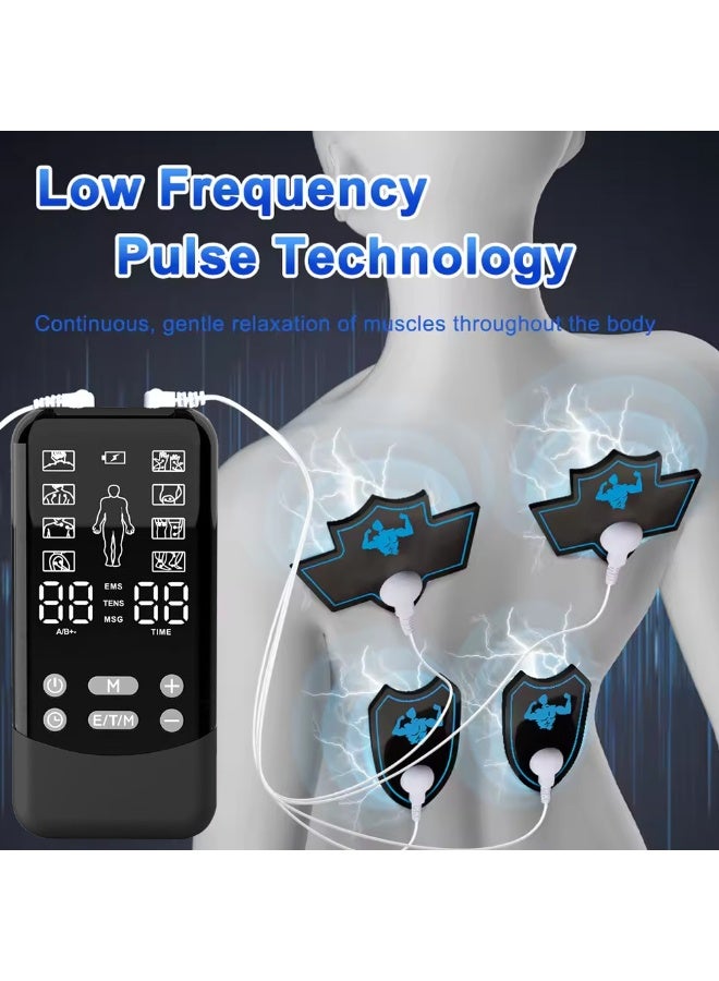 WALALLA TENS Unit Muscle Stimulator 8 Modes 30 Intensities, Rechargeable 4 Channel TENS Machine for Pain Relief Muscle Massager with 8 Premium Electrode Pads and Dust-Proof Storage Bag - Image 3